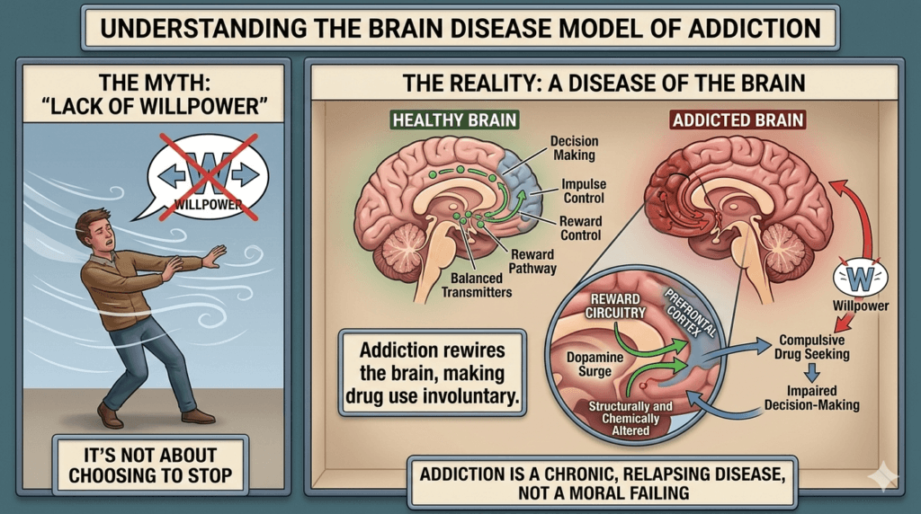 Why Addiction Is Not a Lack of Willpower: Understanding the Brain Disease Model